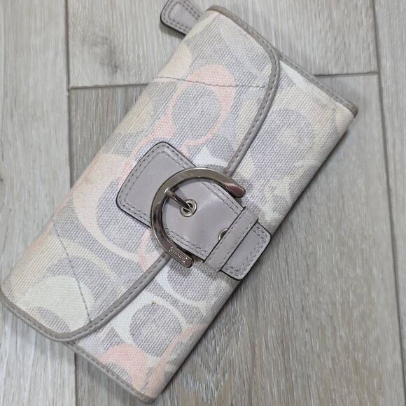 Coach Soho Signature Optic Linen North South Tote with Matching Wallet - Picture 14 of 16